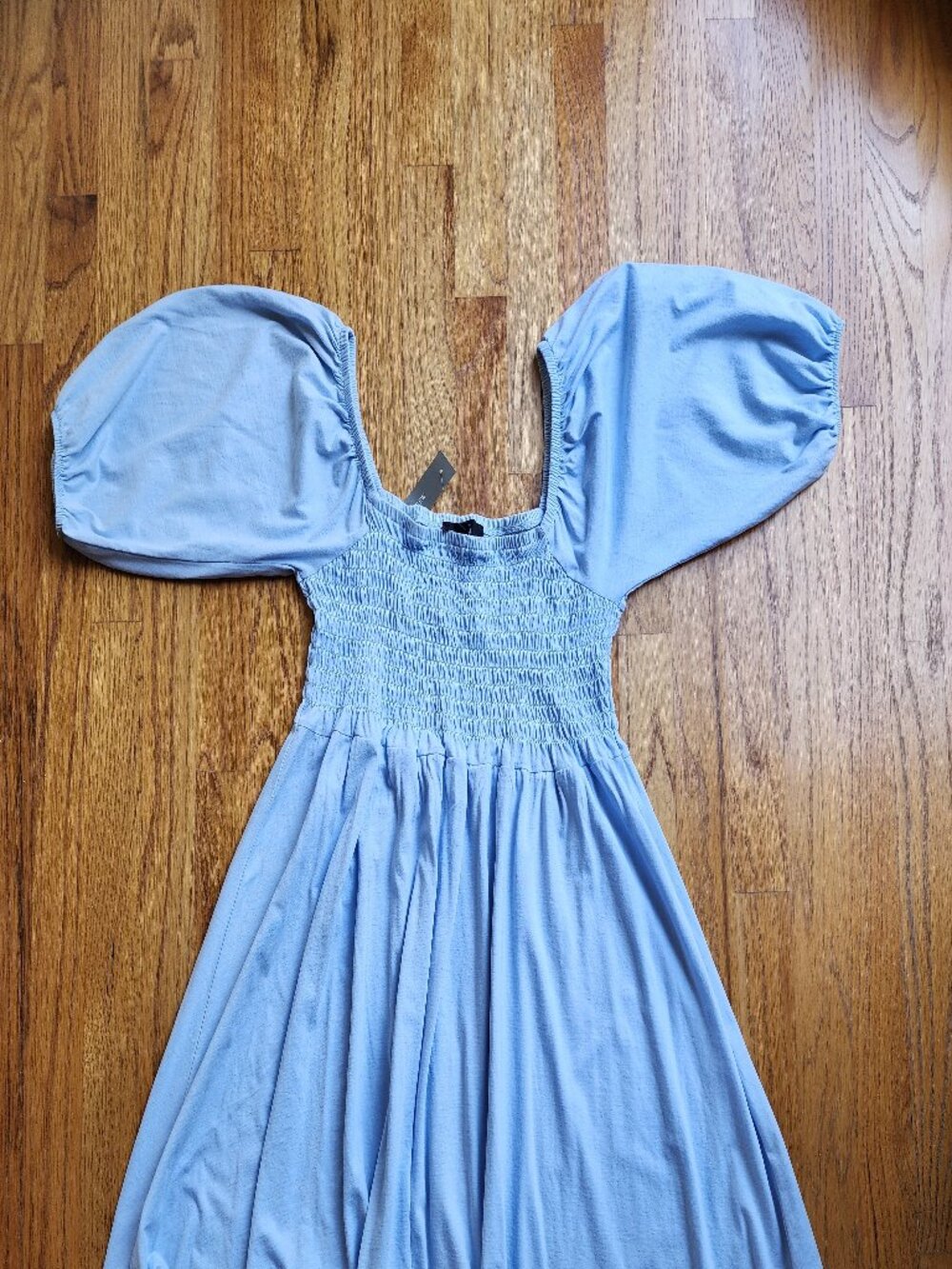 NWT J.Crew Smocked Babydoll Dress Puff Sleeve Light Blue Small